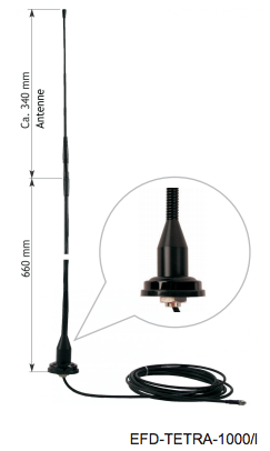 Procom Hochpunktgespeiste Fahrzeugantenne 380 - 410 MHz (EFD-TETRA-1000/l)