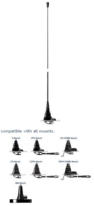 Procom 2m Band Kfz-Antenne mit Stahlstab und FME Anschluß (MH 1-CXR)