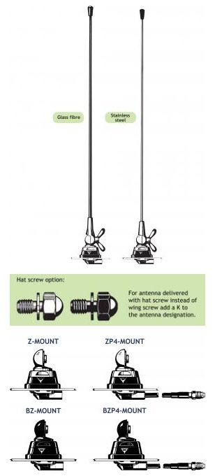 Procom 2m Band Stahlstab Kfz-Antenne mit 4m Kabel (MH 1-BZP4R)