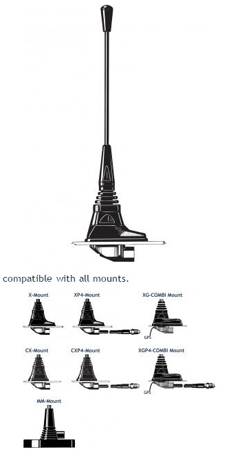 Procom komplette 70cm Band Stahlstab-Kfz-Antenne (MU1-CXP4-l)