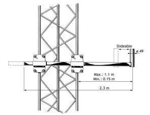 Procom verschiebbarer Auslegerarm für Seitenmontage von Feststationsantennen (SMC 2300 30-65)
