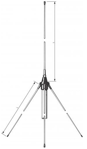 Procom 4m Feststationsantenne für 42mm Mastdurchmesser (GP80)